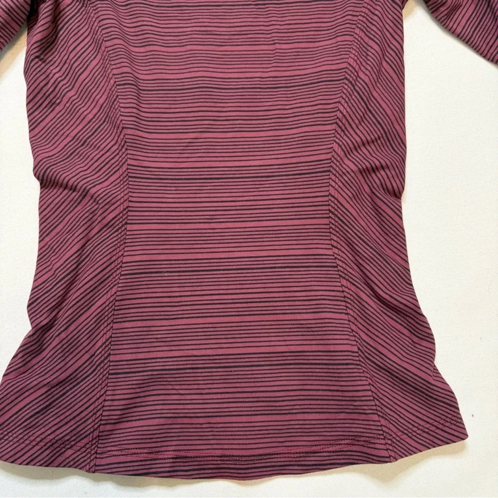Lululemon Kanto Catch Me LS top Berry Black Stripe sz 4 - Picture 5 of 11